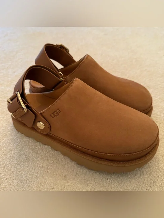 UGG Goldenstar Villa Clog – Chestnut Brown Leather Slingback – Size 8 – NEW - Picture 1 of 8